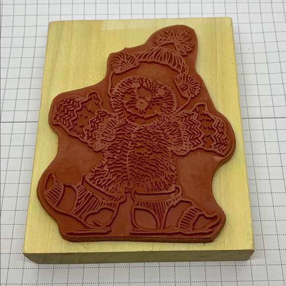 ☃️ Teddy Bear with Winter Hat and Mittens Stamp ☃️ - Picture 3 of 5